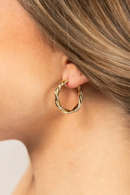 18K STAINLESS STEEL TWISTED HOOP EARRINGS sold by Charming Charlie product image thumbnail 5