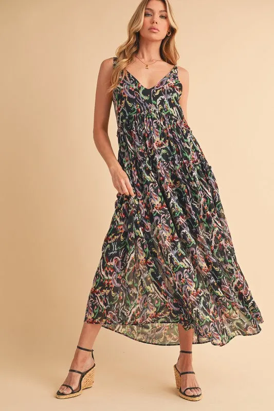 Aemi + Co Printed V-Neck Frill Tiered Cami Dress sold by Charming Charlie product image thumbnail 3