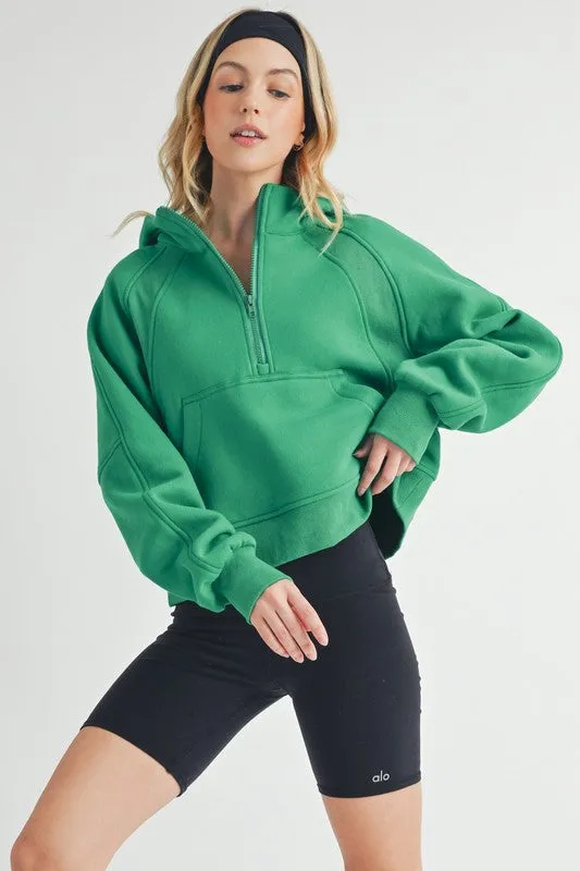 Aemi + Co Half Zip Raglan Sleeve Hoodie with Kangaroo Pocket sold by Charming Charlie