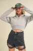 Aemi + Co Zip Up Raglan Sleeve Cropped Hoodie sold by Charming Charlie
