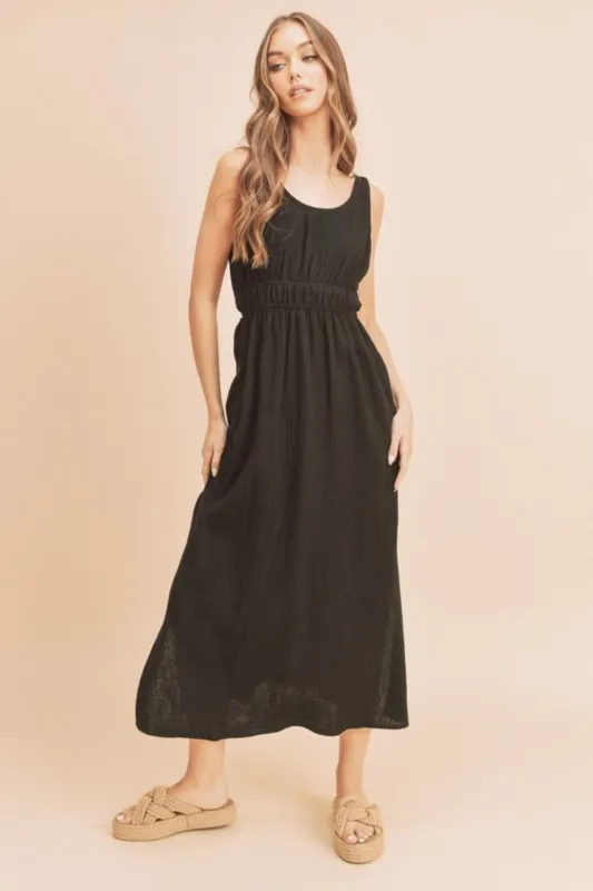 Aemi + Co Side Slit Round Neck Sleeveless Tank Dress sold by Charming Charlie