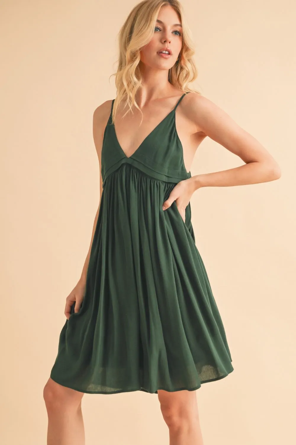 Aemi + Co Ruched Plunge Mini Cami Dress sold by Charming Charlie product image thumbnail 2