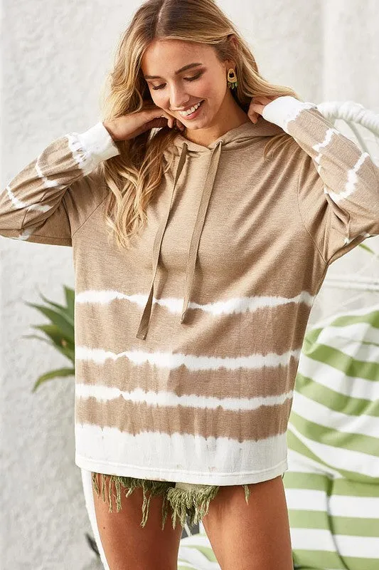 BiBi Drawstring Tie-Dye French Terry Hoodie sold by Charming Charlie