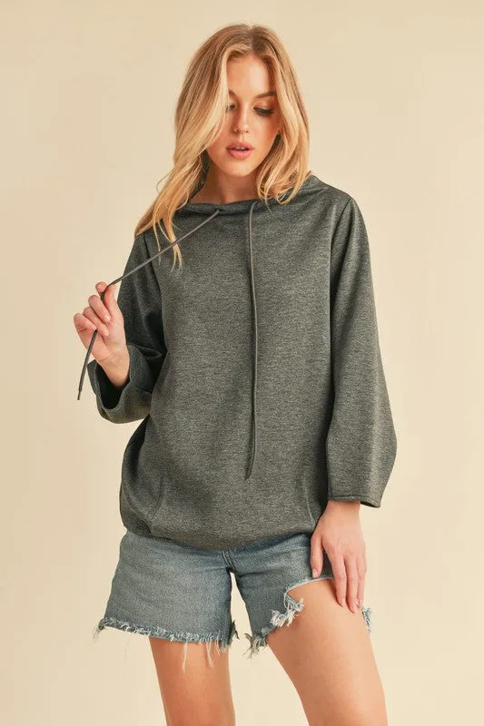 Aemi + Co Lightweight Drawstring Mock Neck Sweatshirt sold by Charming Charlie product image thumbnail 2