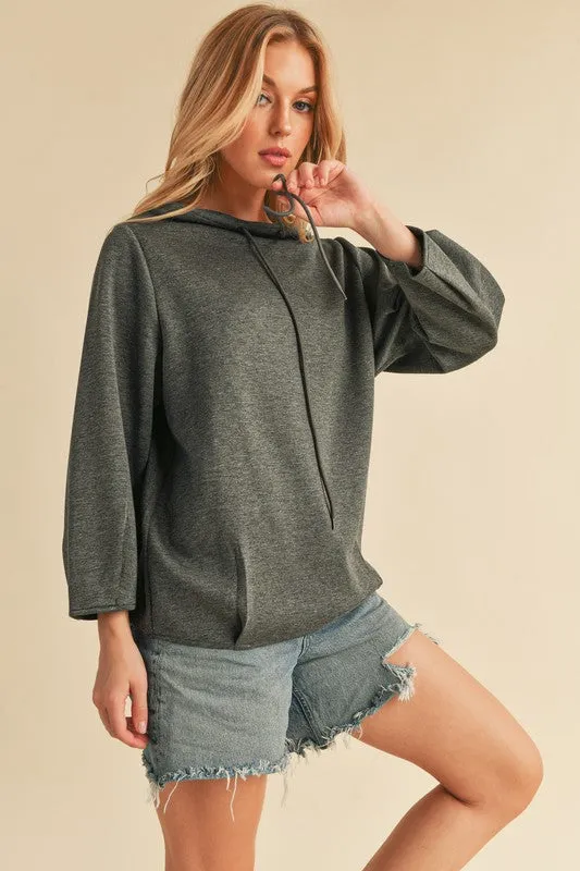 Aemi + Co Lightweight Drawstring Mock Neck Sweatshirt sold by Charming Charlie product image thumbnail 4