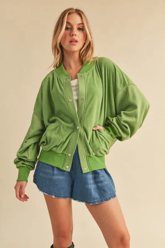 Aemi + Co Snap Down Drop Shoulder Brushed Jacket made by Charming Charlie
