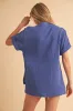 Aemi + Co Side Slit V-Neck Short Sleeve Blouse sold by Charming Charlie