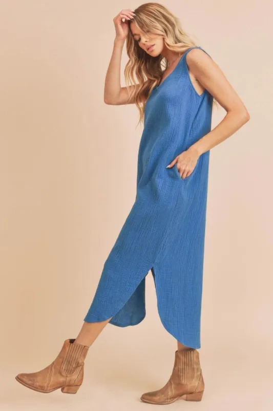 Aemi + Co Round Neck Midi Tank Dress with Pockets sold by Charming Charlie