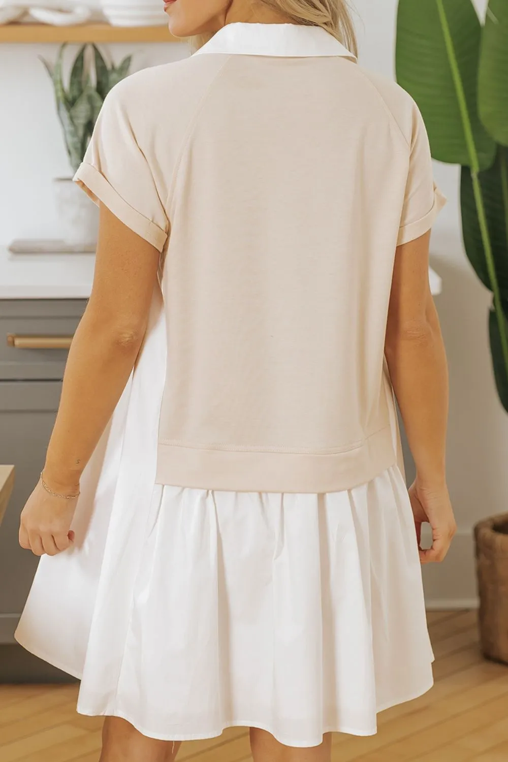 Collared Neck Buttoned Patchwork Short Sleeve Mini Dress sold by Charming Charlie product image thumbnail 2