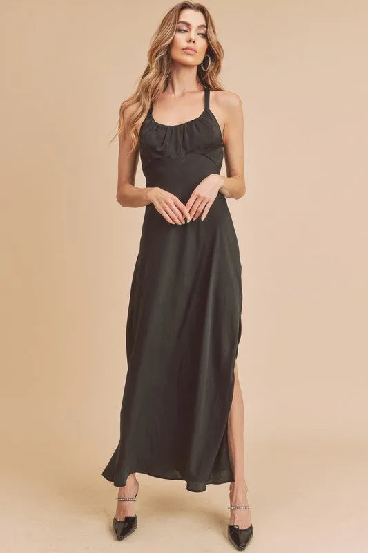 Aemi + Co Ruched Side Slit Cutout Back Maxi Cami Dress sold by Charming Charlie product image thumbnail 2