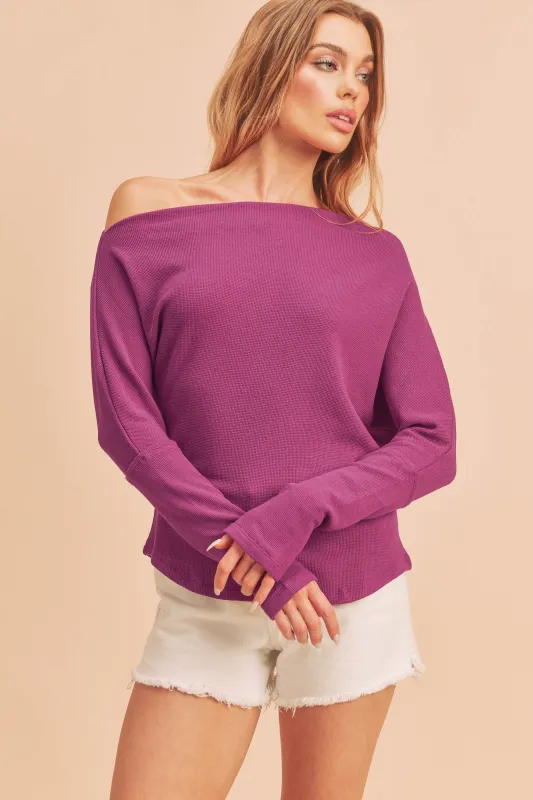 Aemi + Co One Shoulder Long Sleeve Knit Top sold by Charming Charlie