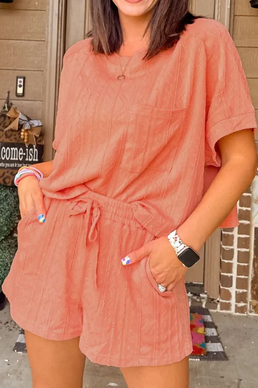 Texture Short Sleeve Top and Shorts Set sold by Charming Charlie