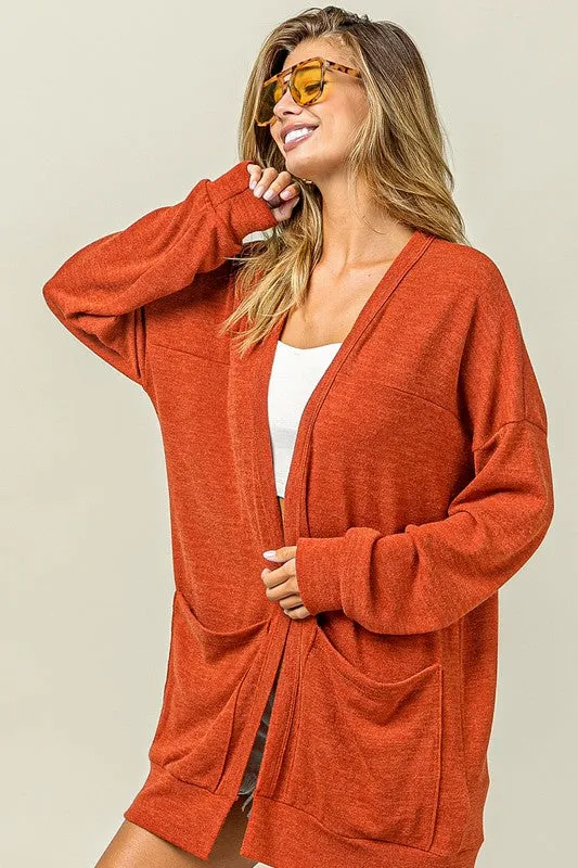 BiBi Open Front Drop Shoulder Cardigan with Pockets sold by Charming Charlie product image thumbnail 5