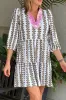 Printed Notched 3/4 Sleeve Mini Dress sold by Charming Charlie