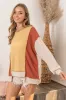 BiBi Waffle-Knit Exposed Seam Color Block Uneven Hem Top sold by Charming Charlie