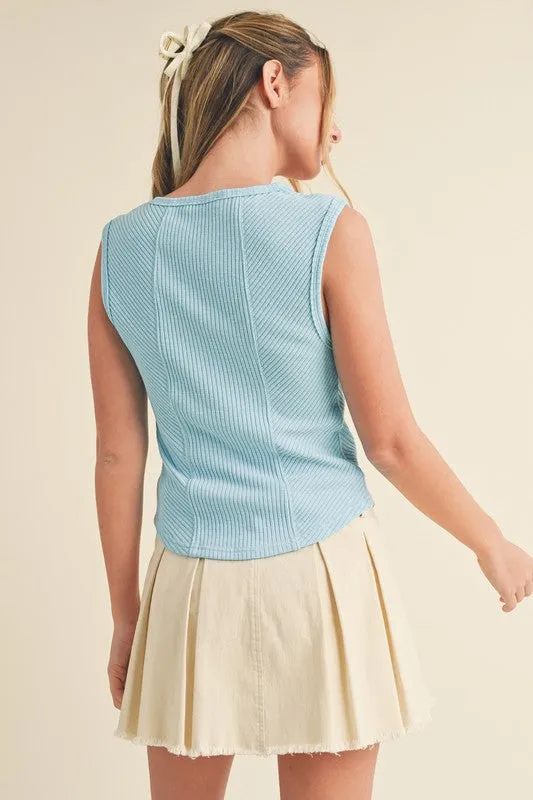 Aemi + Co Exposed Seam Ribbed Wide Strap Tank sold by Charming Charlie product image thumbnail 2