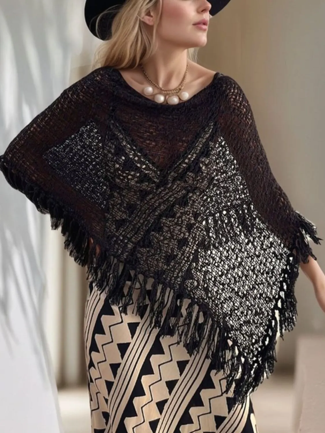 Tassel Boat Neck Knit Shawl sold by Charming Charlie product image thumbnail 5