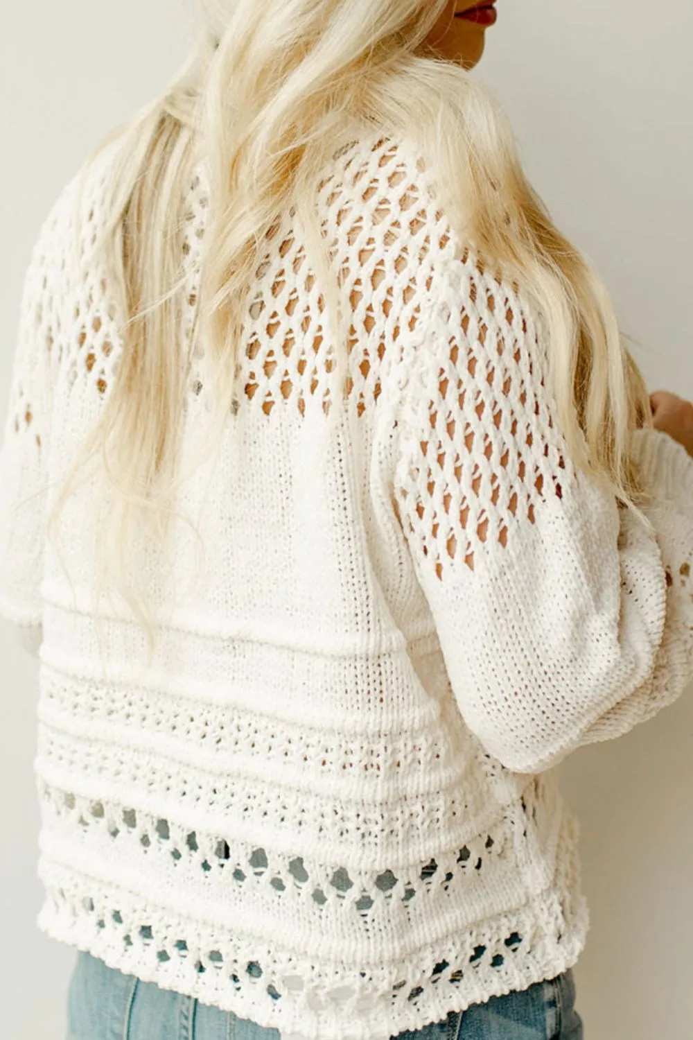 Pointelle Knit Puff Sleeve Sweater sold by Charming Charlie product image thumbnail 2