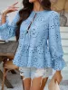 Devine Tie Front Flounce Sleeve Peplum Blouse sold by Charming Charlie