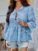 Devine Tie Front Flounce Sleeve Peplum Blouse sold by Charming Charlie