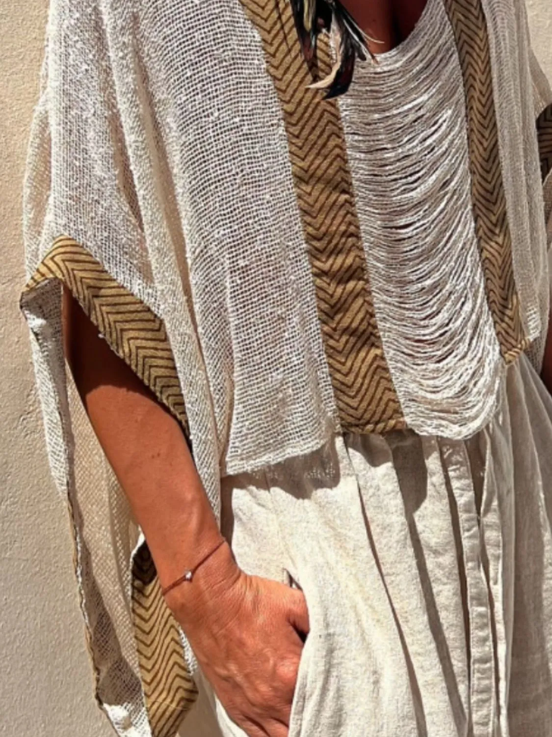 Contrast Scoop Neck Knit Cover Up sold by Charming Charlie product image thumbnail 4