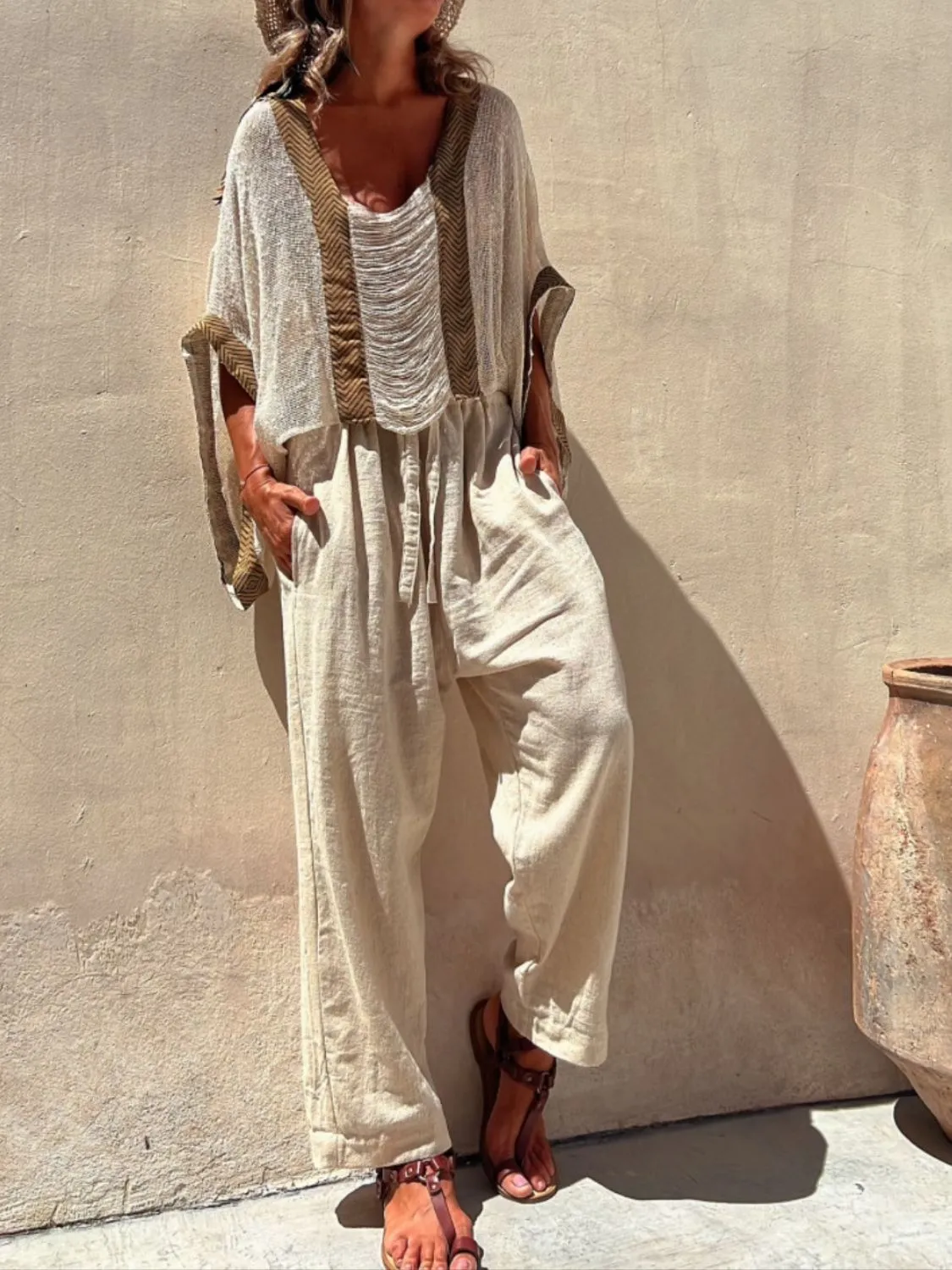 Contrast Scoop Neck Knit Cover Up sold by Charming Charlie product image thumbnail 3