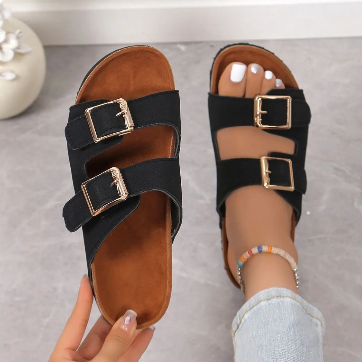 Open Toe Double Buckle Sandals sold by Charming Charlie product image thumbnail 4