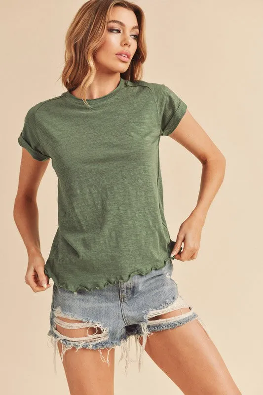Aemi + Co Lettuce Edge Round Neck Short Sleeve T-Shirt sold by Charming Charlie product image thumbnail 2