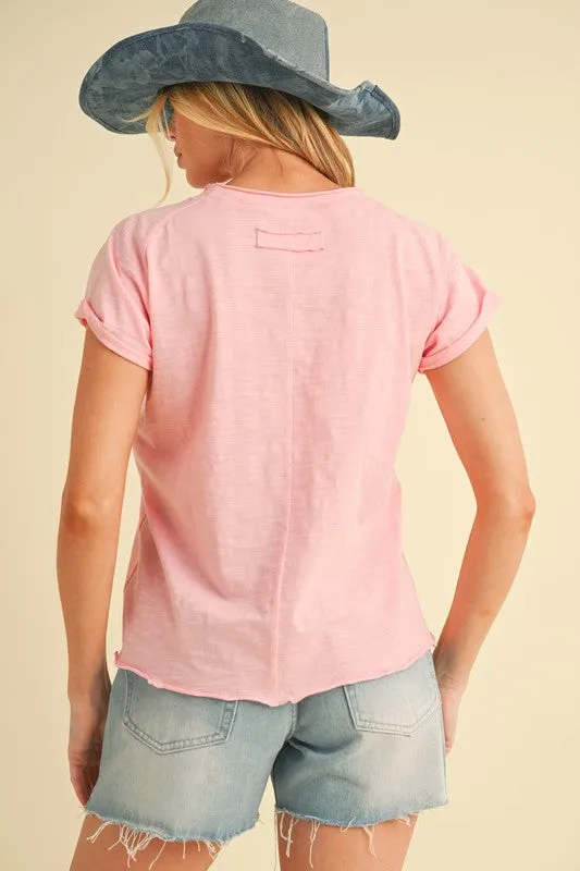 Aemi + Co Lettuce Edge Round Neck Short Sleeve T-Shirt sold by Charming Charlie product image thumbnail 3