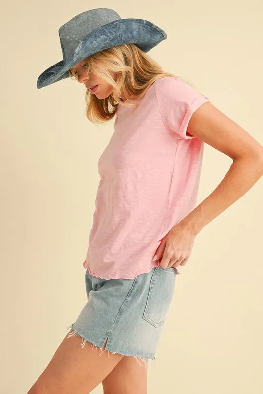 Aemi + Co Lettuce Edge Round Neck Short Sleeve T-Shirt sold by Charming Charlie product image thumbnail 2