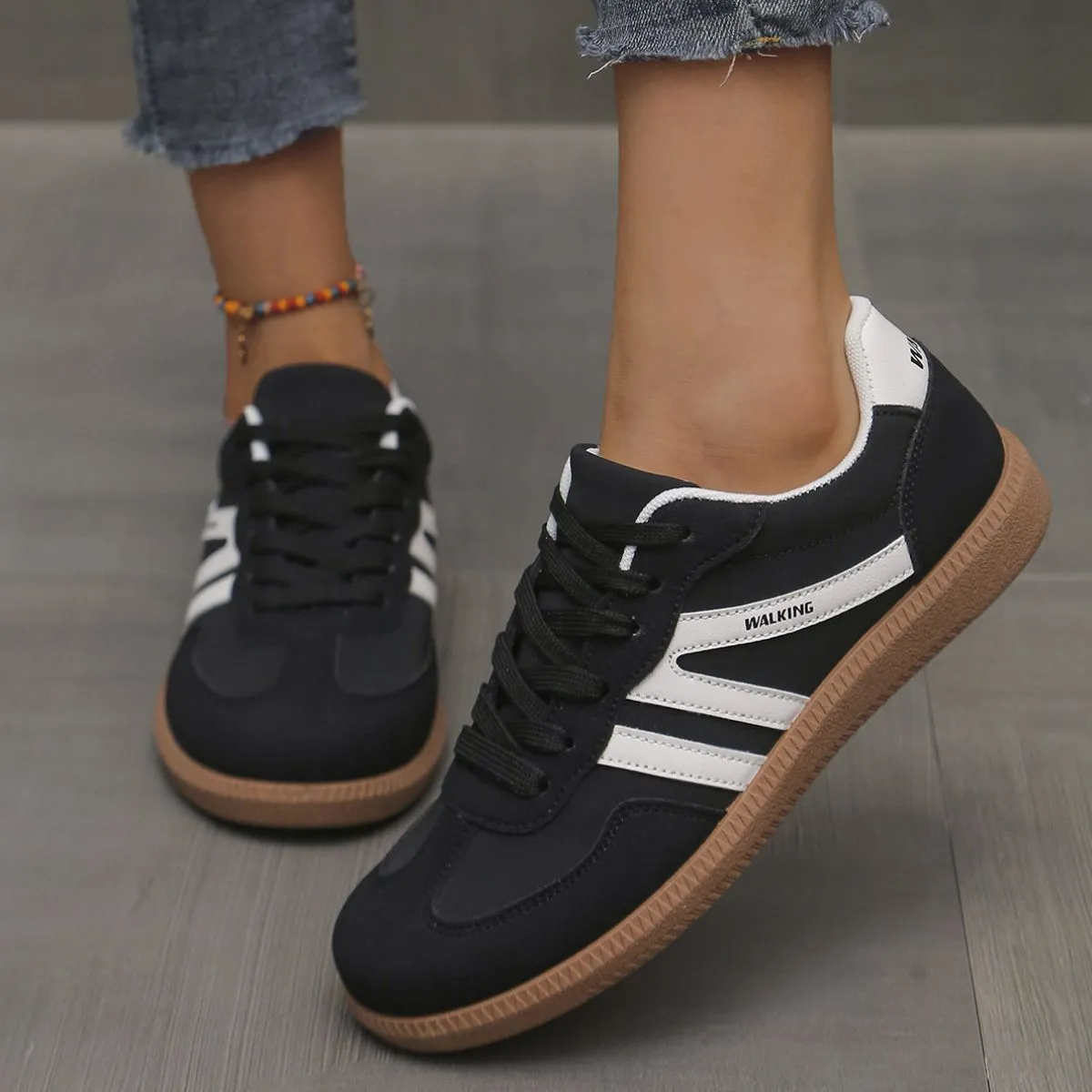 Contrast Lace Up Round Toe Sneakers sold by Charming Charlie product image thumbnail 2