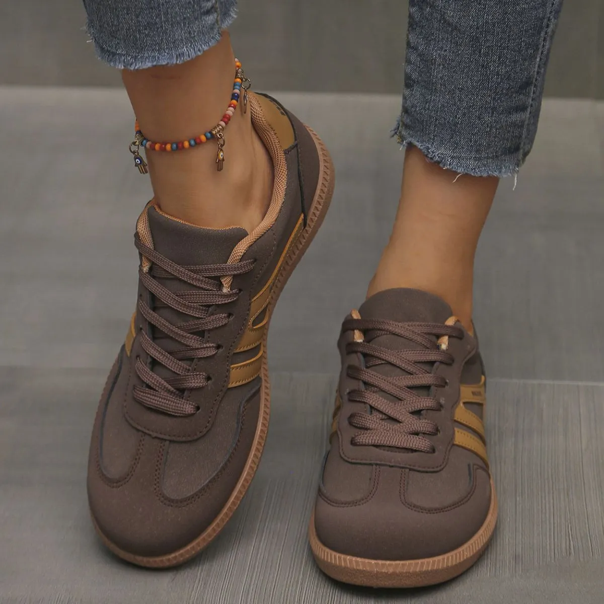 Contrast Lace Up Round Toe Sneakers sold by Charming Charlie product image thumbnail 4