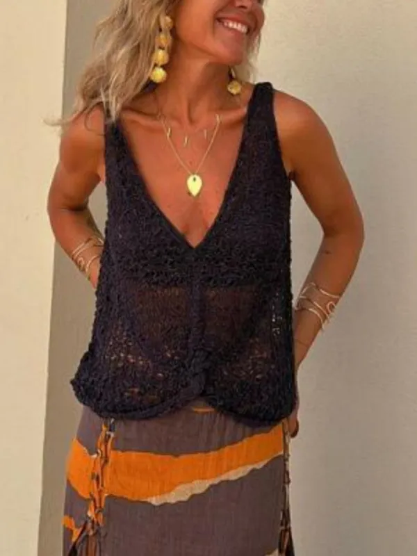 Openwork V-Neck Tank sold by Charming Charlie