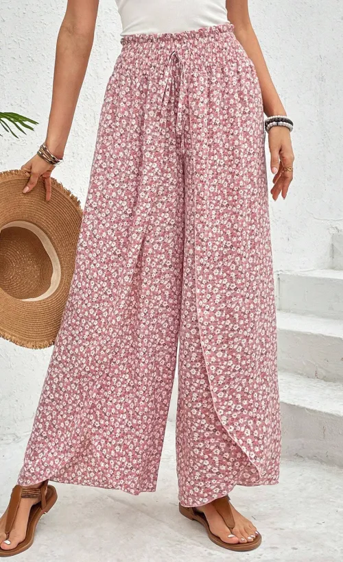 Slit Printed Wide leg Pants sold by Charming Charlie