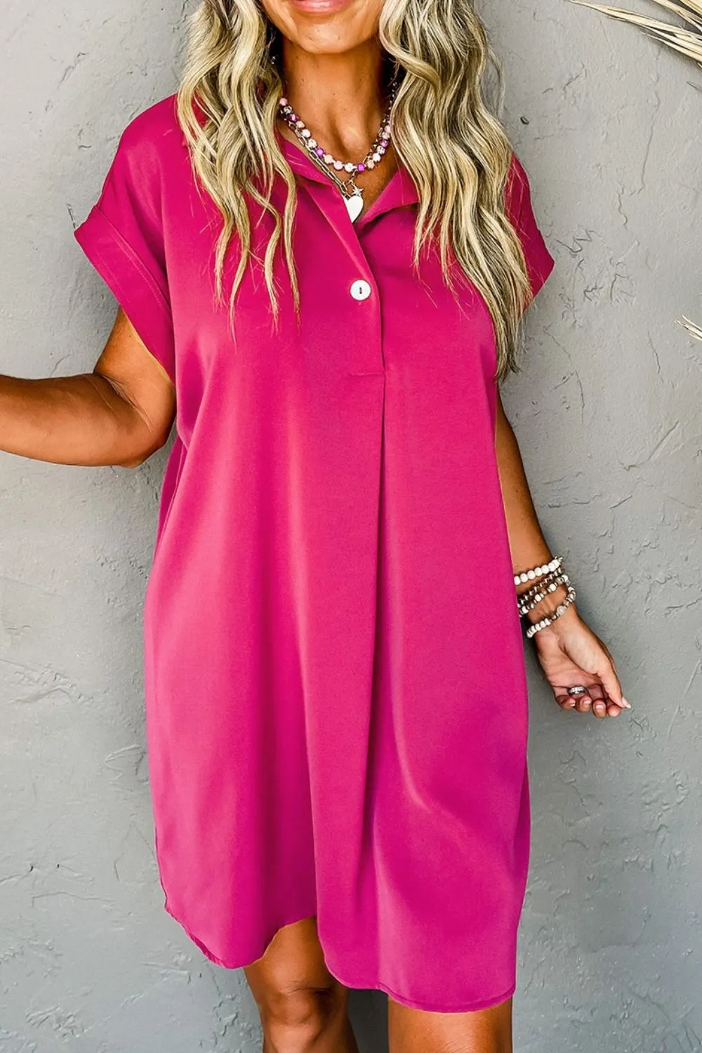 Buttoned Collared Neck Mini Shirt Dress sold by Charming Charlie product image thumbnail 4