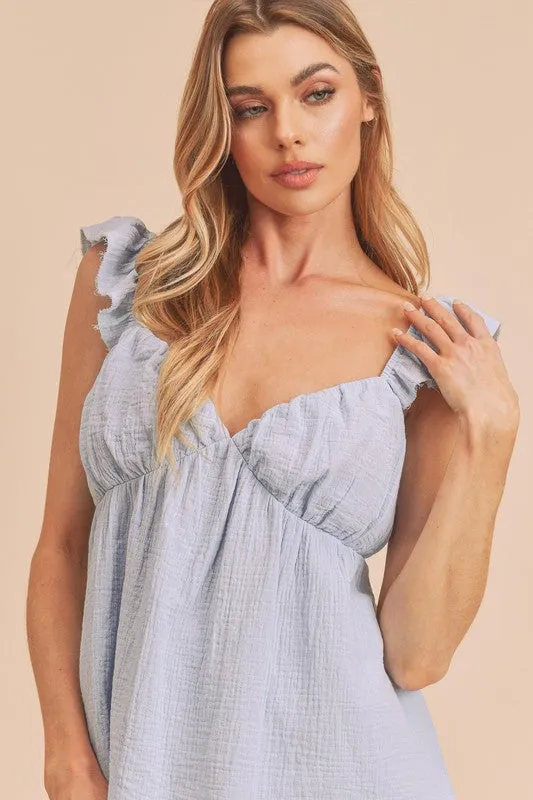 Aemi + Co Sweetheart Neck Ruffled Strap Top sold by Charming Charlie