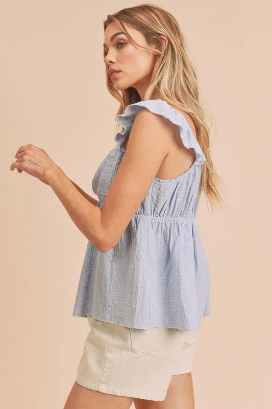 Aemi + Co Sweetheart Neck Ruffled Strap Top sold by Charming Charlie product image thumbnail 3