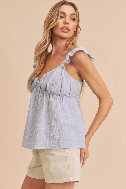 Aemi + Co Sweetheart Neck Ruffled Strap Top sold by Charming Charlie product image thumbnail 2