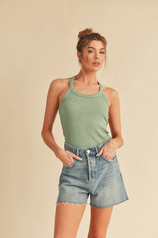 Aemi + Co Scoop Neck Ribbed Tank sold by Charming Charlie