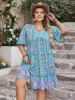 Plus Size Ruffled Hem Lace Detail Printed Half Sleeve Dress sold by Charming Charlie
