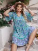 Plus Size Ruffled Hem Lace Detail Printed Half Sleeve Dress sold by Charming Charlie