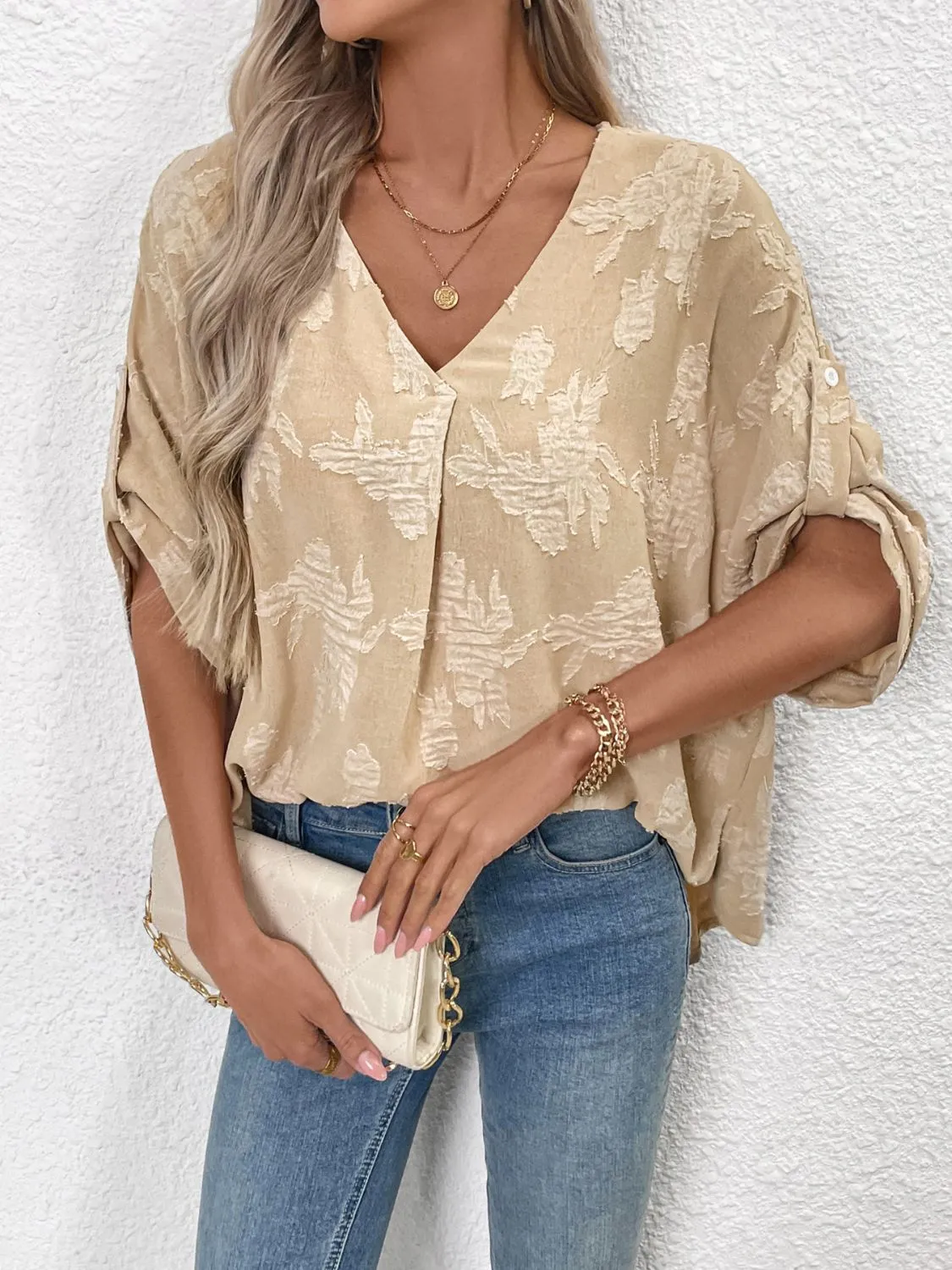 Perfee V-Neck Half Sleeve Blouse sold by Charming Charlie product image thumbnail 3