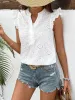 Perfee Eyelet Notched Ruffled Cap Sleeve Blouse sold by Charming Charlie