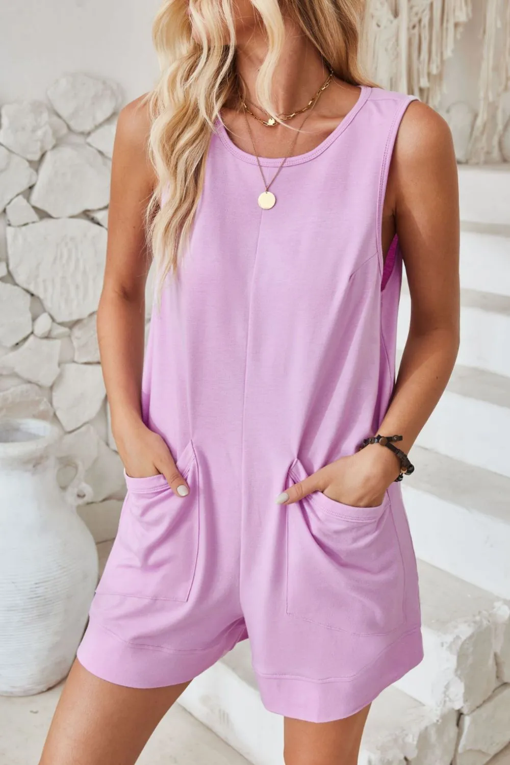 Lovelet Round Neck Sleeveless Romper sold by Charming Charlie product image thumbnail 5