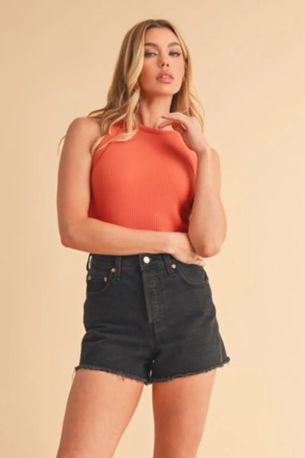 Aemi + Co Ribbed Round Neck Tank sold by Charming Charlie product image thumbnail 2