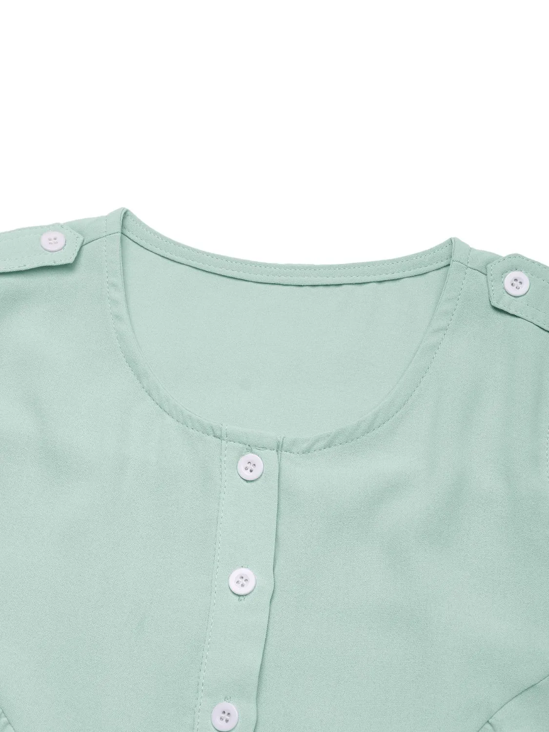 Perfee Button Detail Round Neck Sleeveless Mini Dress sold by Charming Charlie product image thumbnail 5