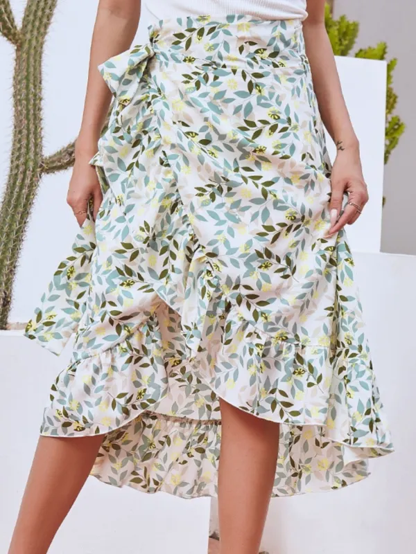 Printed Ruffled Midi Skirt sold by Charming Charlie
