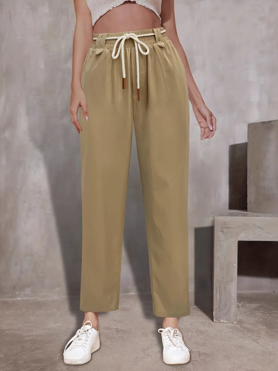 Tie Waist Straight Leg Pants sold by Charming Charlie