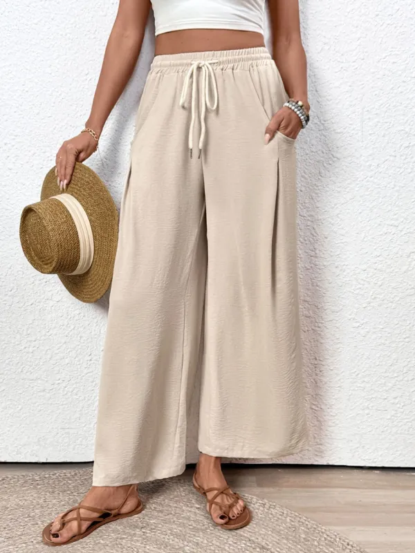 Perfee Drawstring Wide Leg Pants sold by Charming Charlie