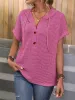 Waffle-Knit Hooded Short Sleeve Blouse sold by Charming Charlie